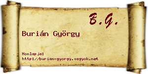 Burián György névjegykártya